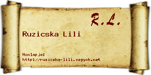 Ruzicska Lili névjegykártya
